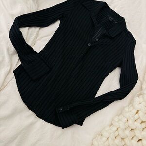 Express Black Pinstripe Button Down Shirt